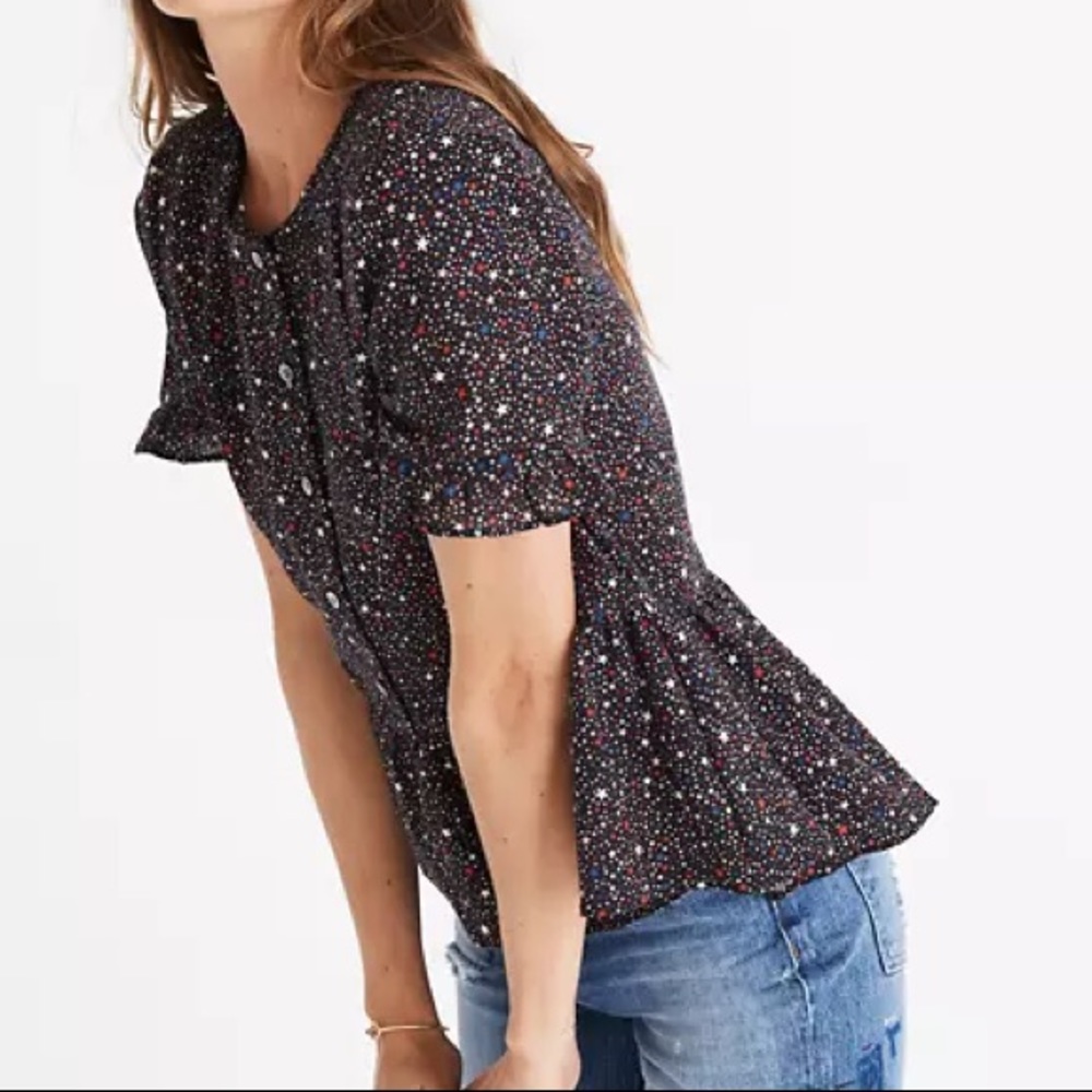 Madewell Ruffle Hem Top in Starry Night